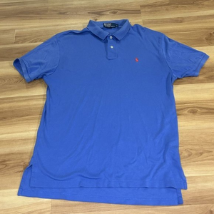 Ralph Lauren Polo‎ Cotton Shirt Short Sleeve Dark Blue Soft Golf Rugby Sz Lg